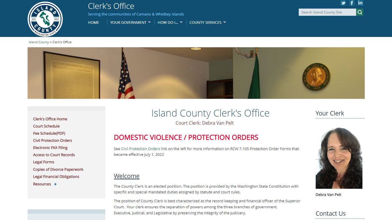 Island County Clerk's Office Court Clerk: Debra Van Pelt