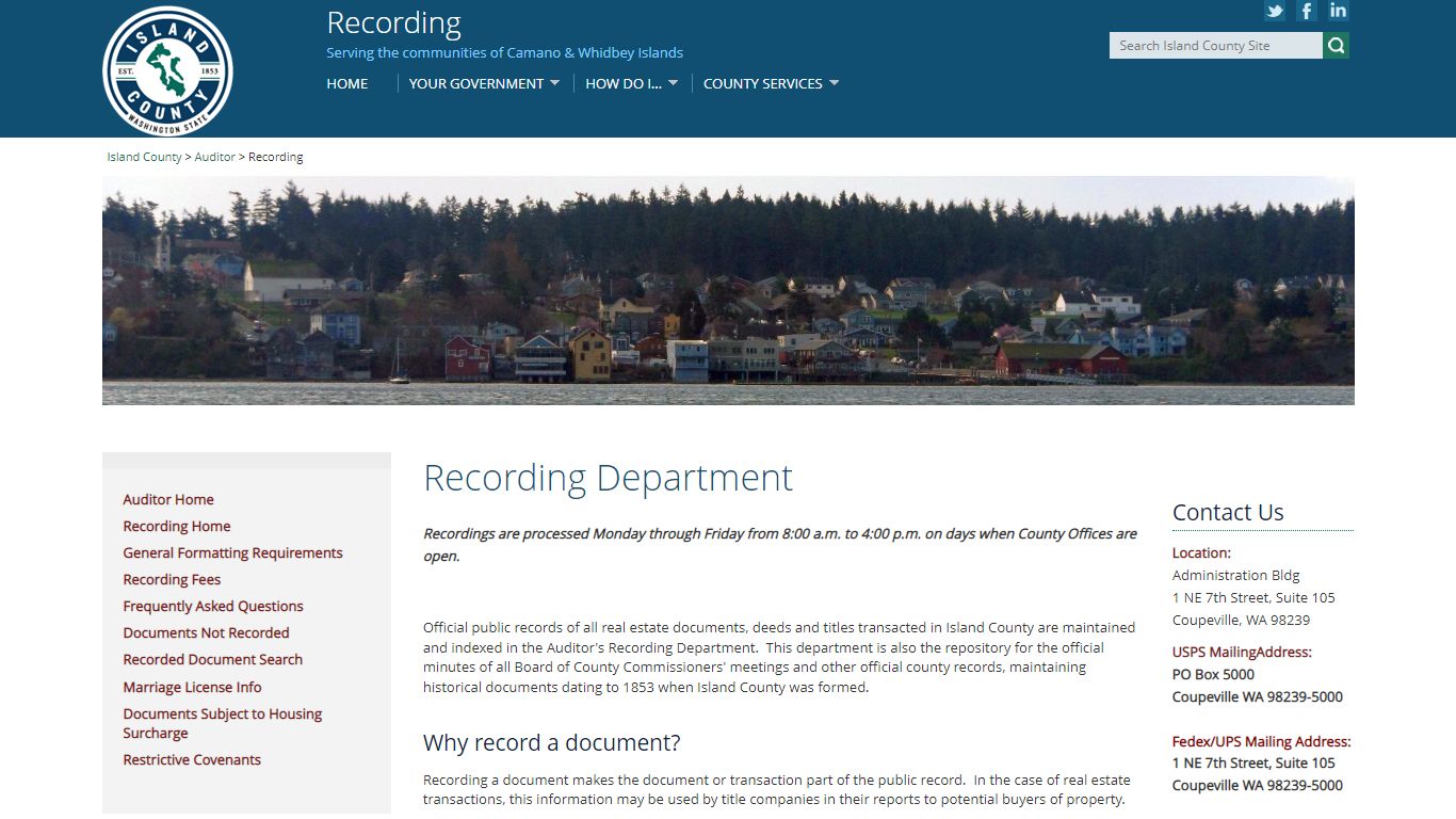 Recording Department - Island County, Washington